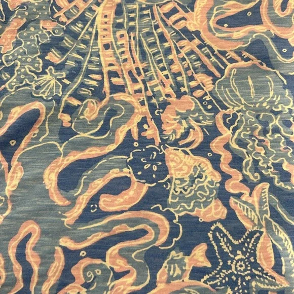 NWOT LILLY PULITZER BOCA BLUE SEA WHAT I SEA scoop neck Etta top size Large - Picture 5 of 5